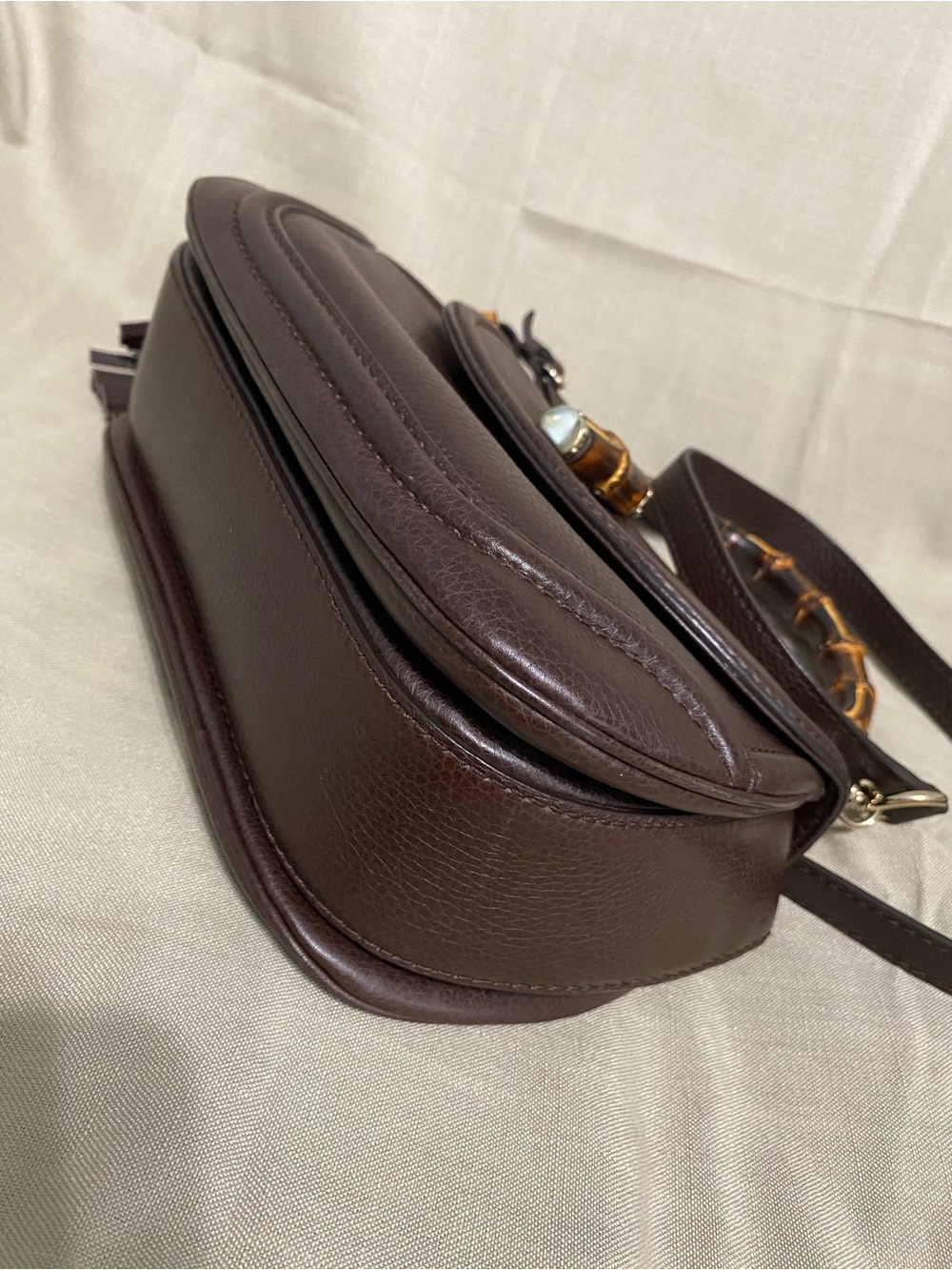 Gucci New Bamboo Medium Top Handle Shoulder Bag 2Way Leather Tassel 1947 - Picture 6 of 16